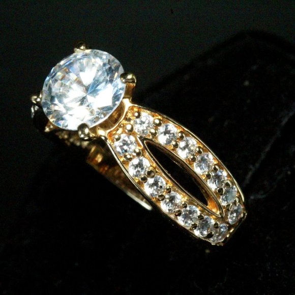 Sterling Silver New Mint QVC CZ Vermeil Ring - Picture 2 of 7